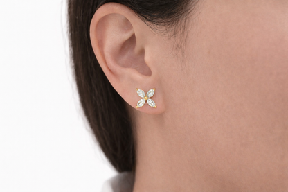 Grand Marquise Floral Stud Earrings