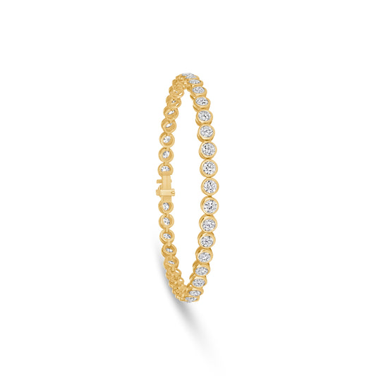 Bezeled Round Brilliant Cut Diamond Tennis Bracelet