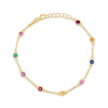 Multi-Stone Rainbow Link Bracelet