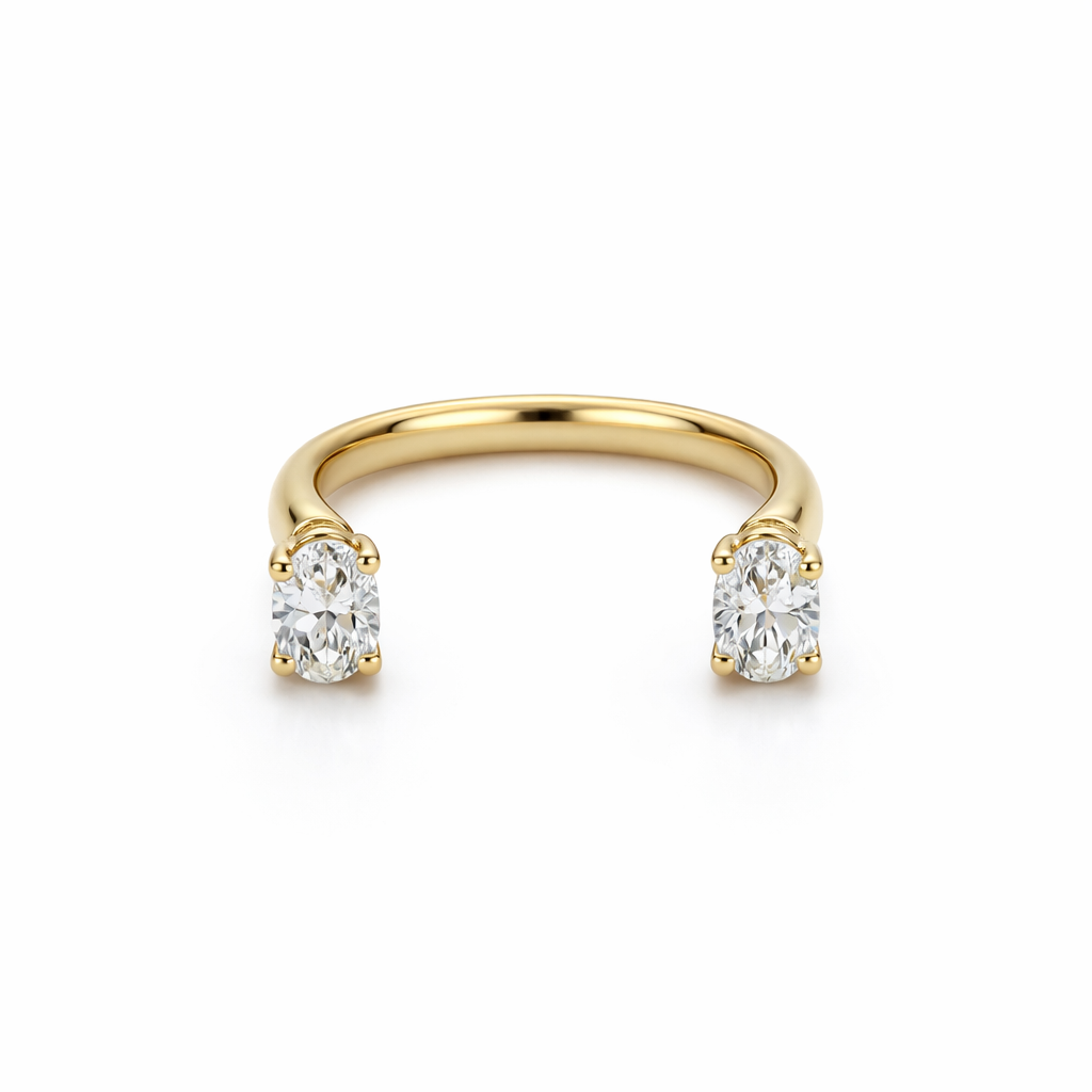 Oval Floating Twin Diamond Ring
