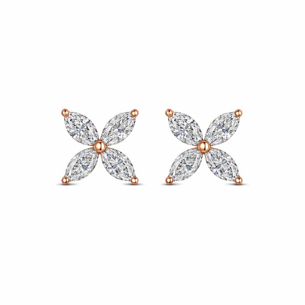 Grand Marquise Floral Stud Earrings