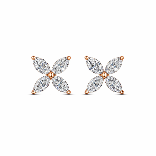Grand Marquise Floral Stud Earrings
