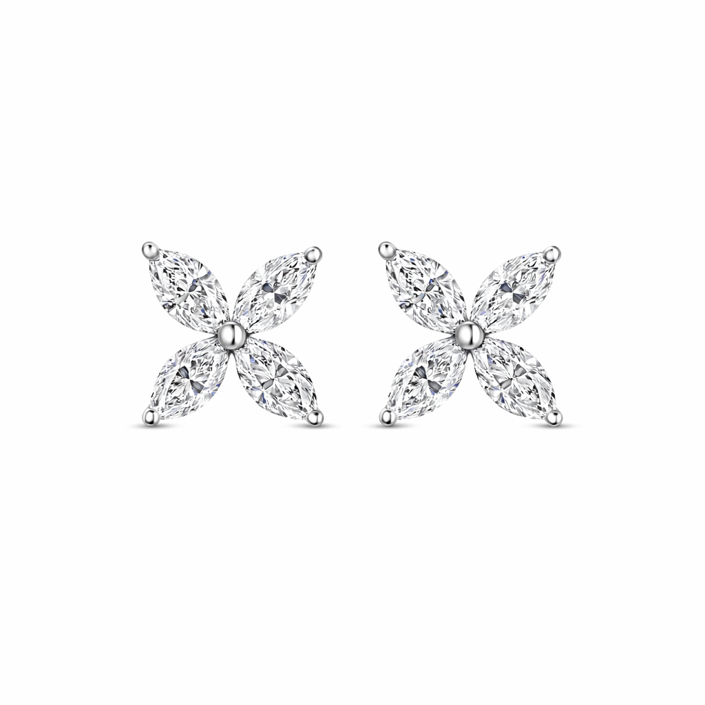 Grand Marquise Floral Stud Earrings