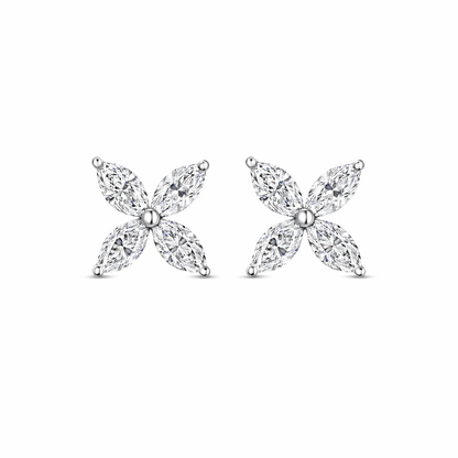 Grand Marquise Floral Stud Earrings