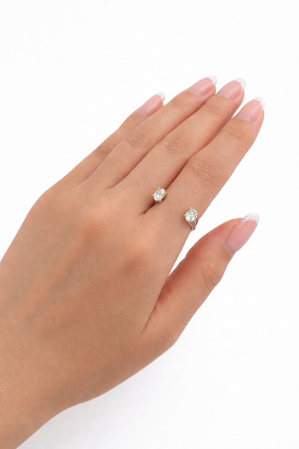 Oval Floating Twin Diamond Ring