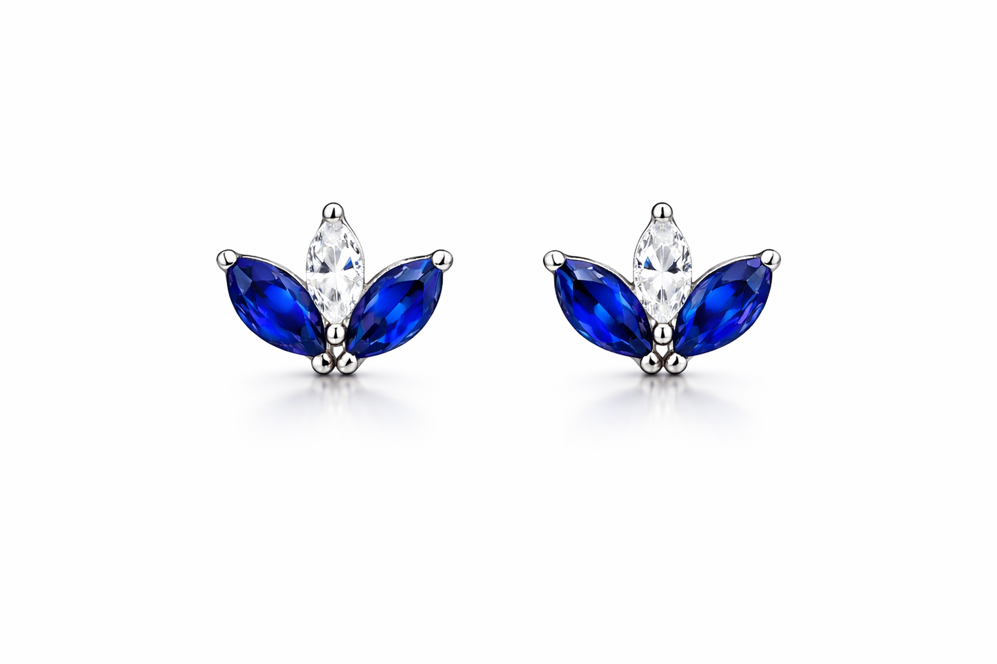 Marquise Diamond & Sapphire Flower Studs