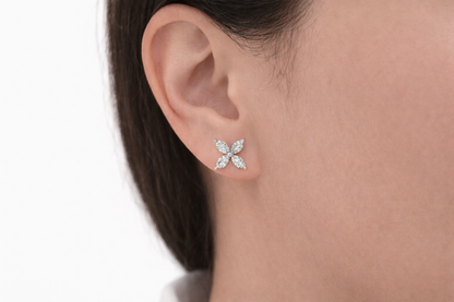Grand Marquise Floral Stud Earrings