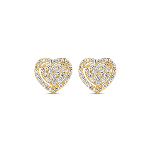 Diamond Heart Shape Stud Earrings