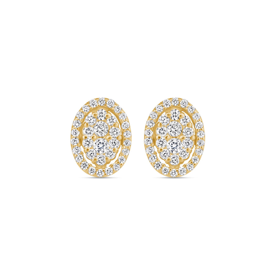 Diamond Oval Shape Studs
