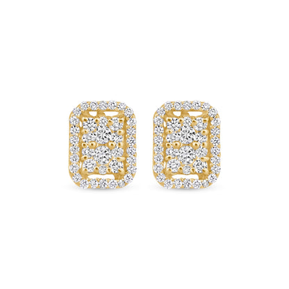 Diamond Emerald Shape Stud Earrings