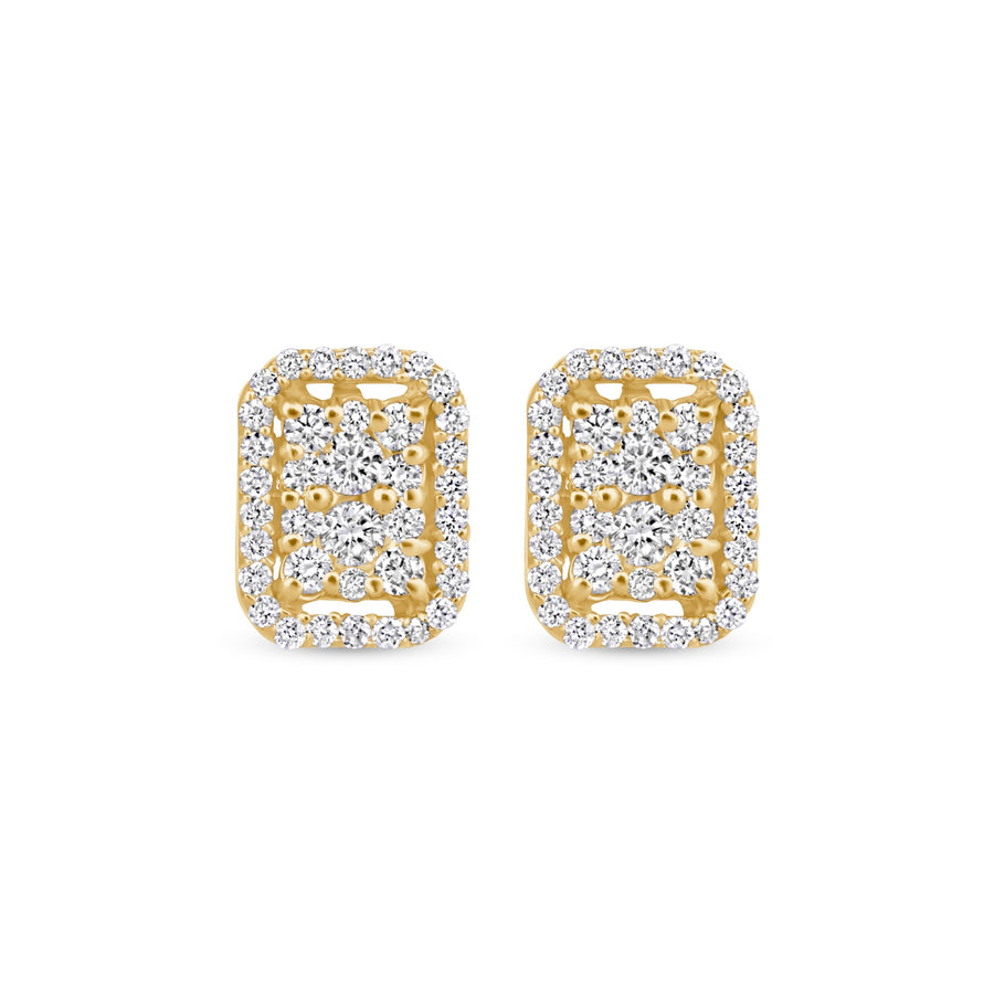 Diamond Emerald Shape Stud Earrings