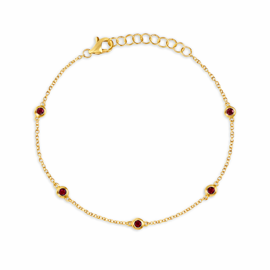 Ruby Bezel Link Bracelet