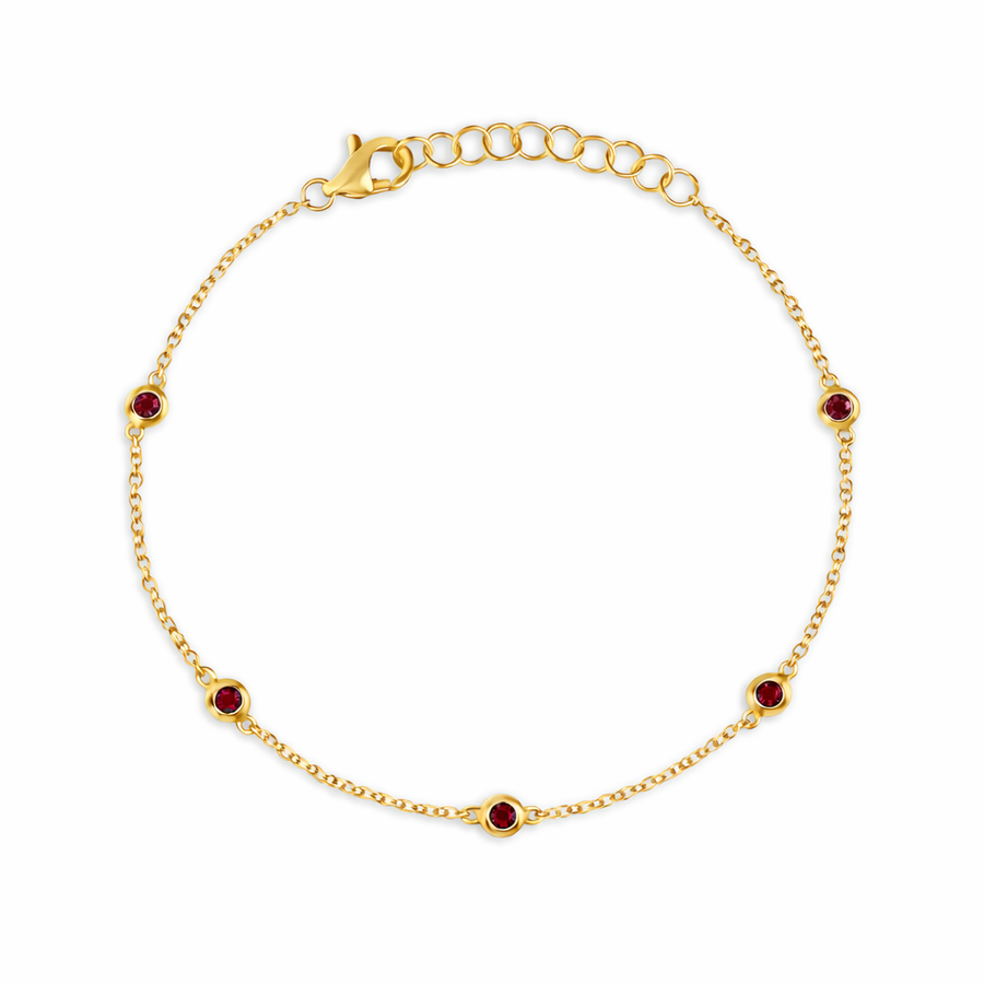 Ruby Bezel Link Bracelet