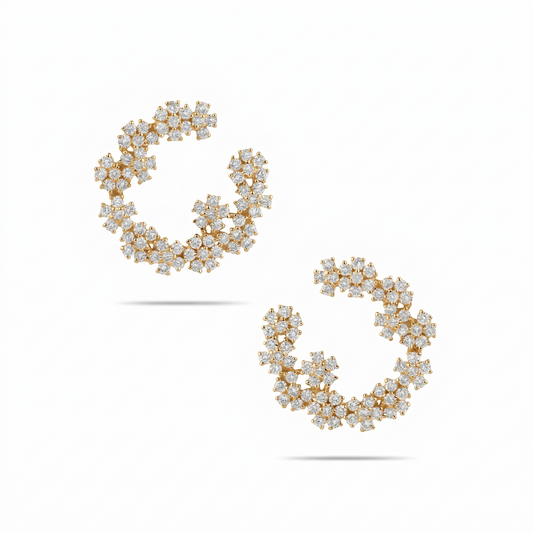 Floral Diamond Hoops
