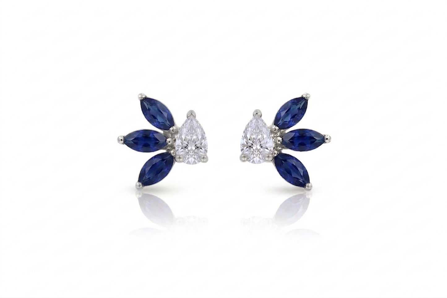 Pear Diamond & Marquise Sapphire Studs