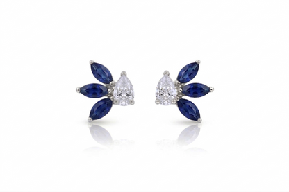 Pear Diamond & Marquise Sapphire Studs