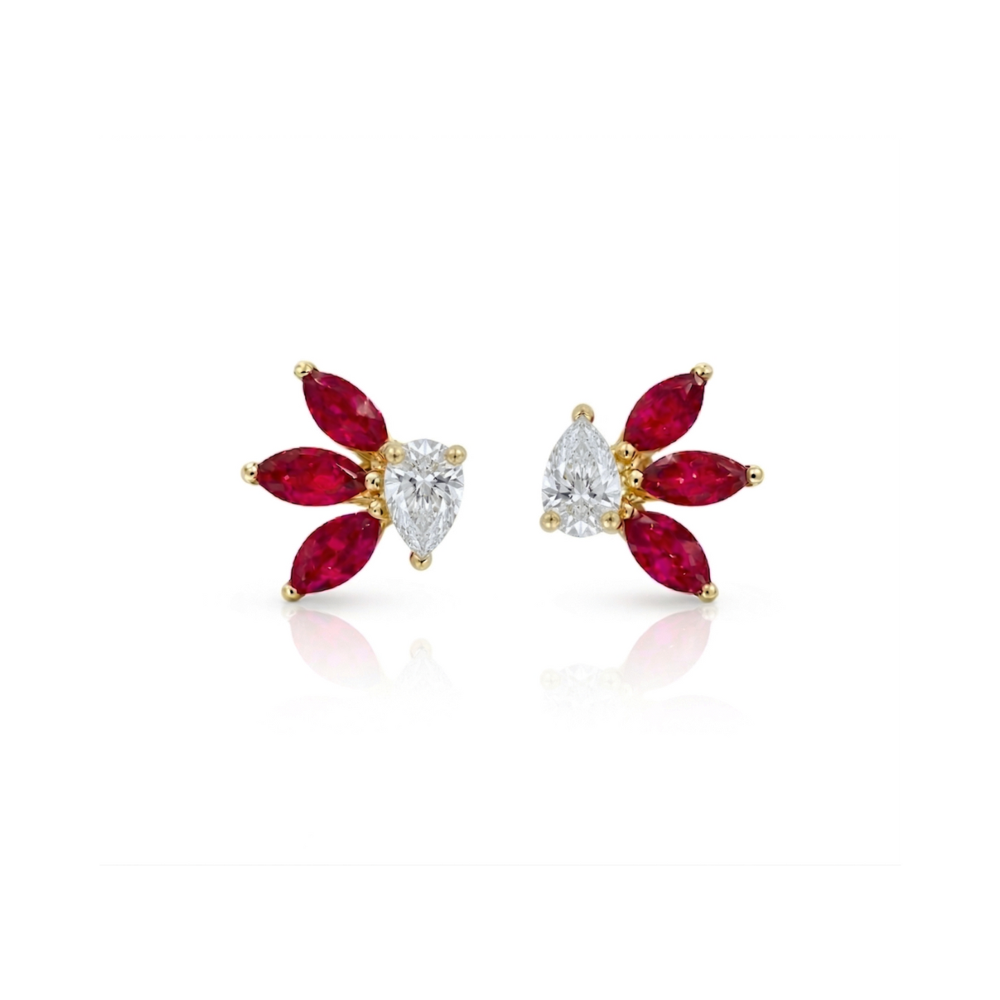 Pear Diamond & Marquise Ruby Studs