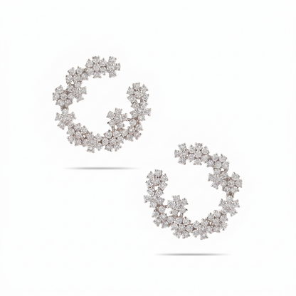 Floral Diamond Hoops