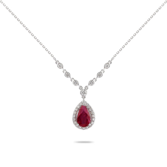 Ruby & Diamond Accented Necklace | Diamond Necklace | Diamond Jewellery Necklace