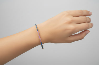 Multi-color Sapphire Rainbow Tennis Bracelet