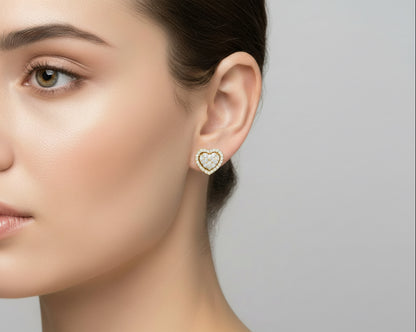 Diamond Heart Shape Stud Earrings