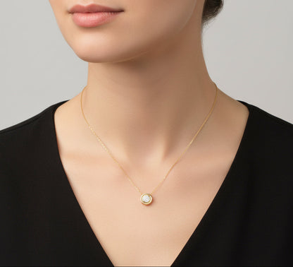 Bezel Round Pave Pendant Necklace