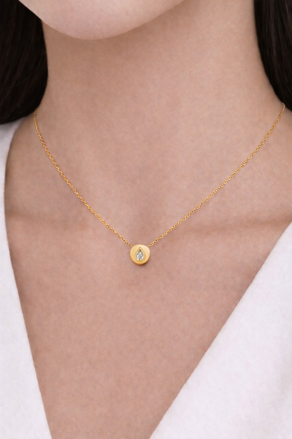 Bezel Pear Pendant Necklace