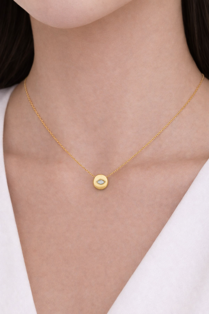 Bezel Round Diamond Pendant Necklace