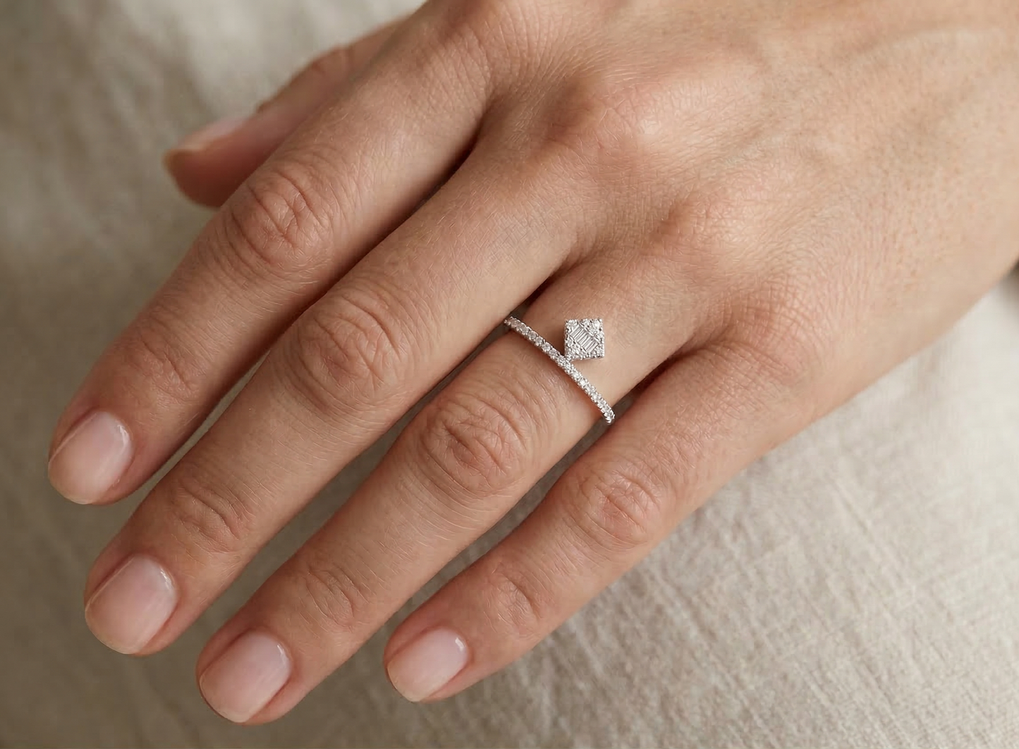 Thin Diamond Band with Ornament