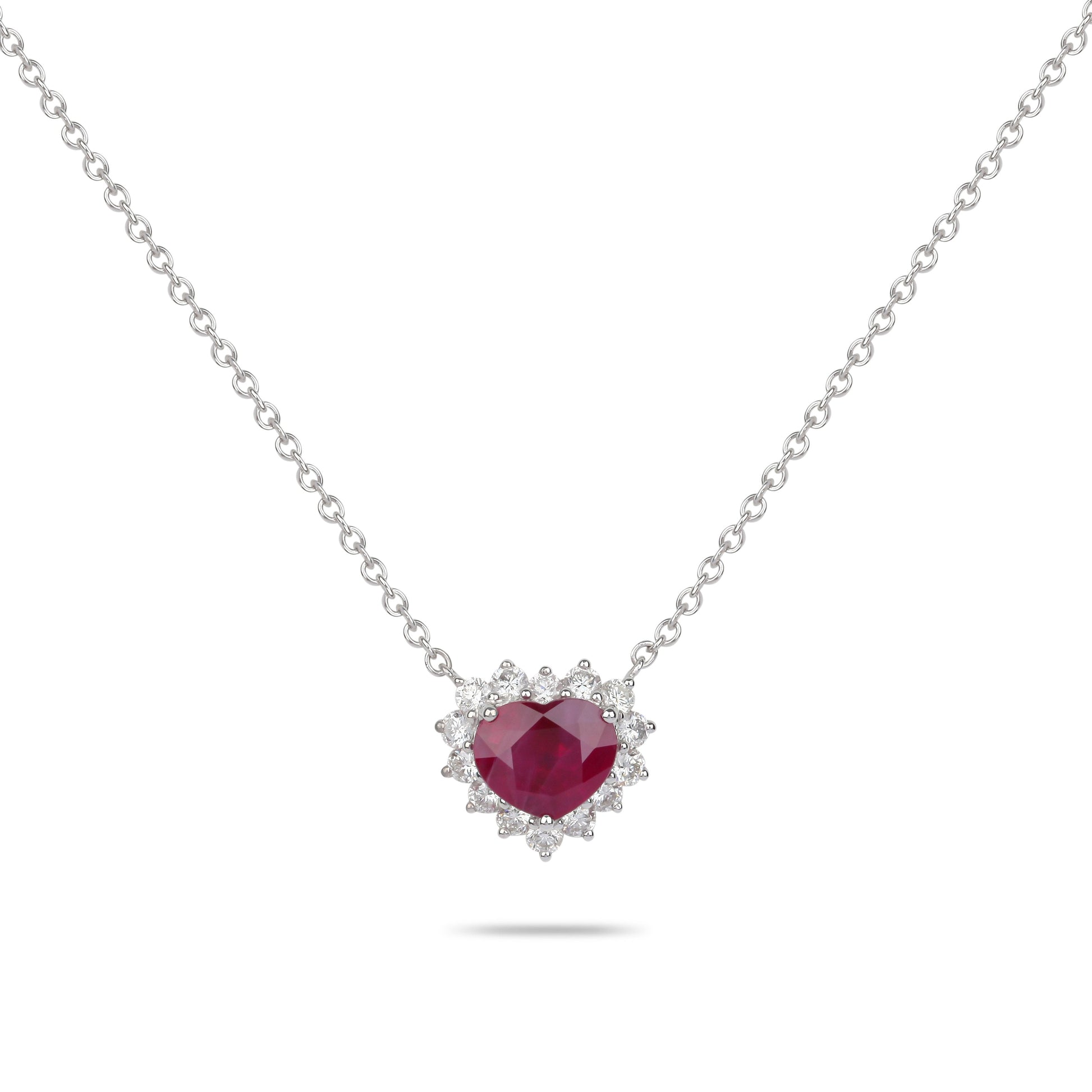 Ruby & Diamond Heart Necklace | Diamond Necklace | Jewellery Necklace