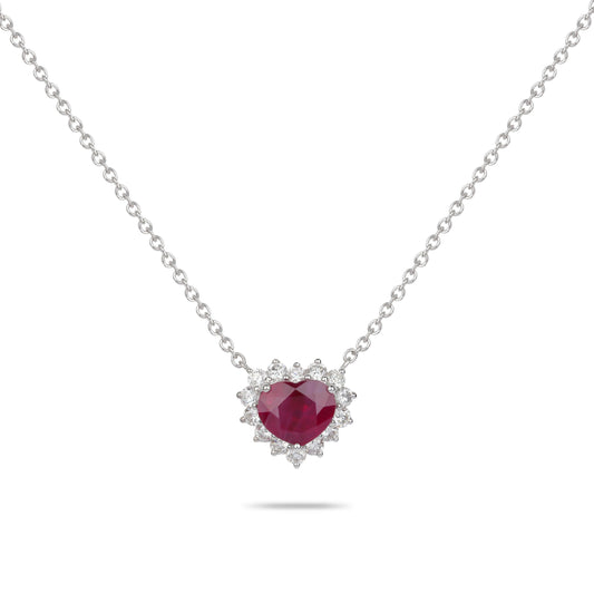 Ruby & Diamond Heart Necklace | Diamond Necklace | Jewellery Necklace