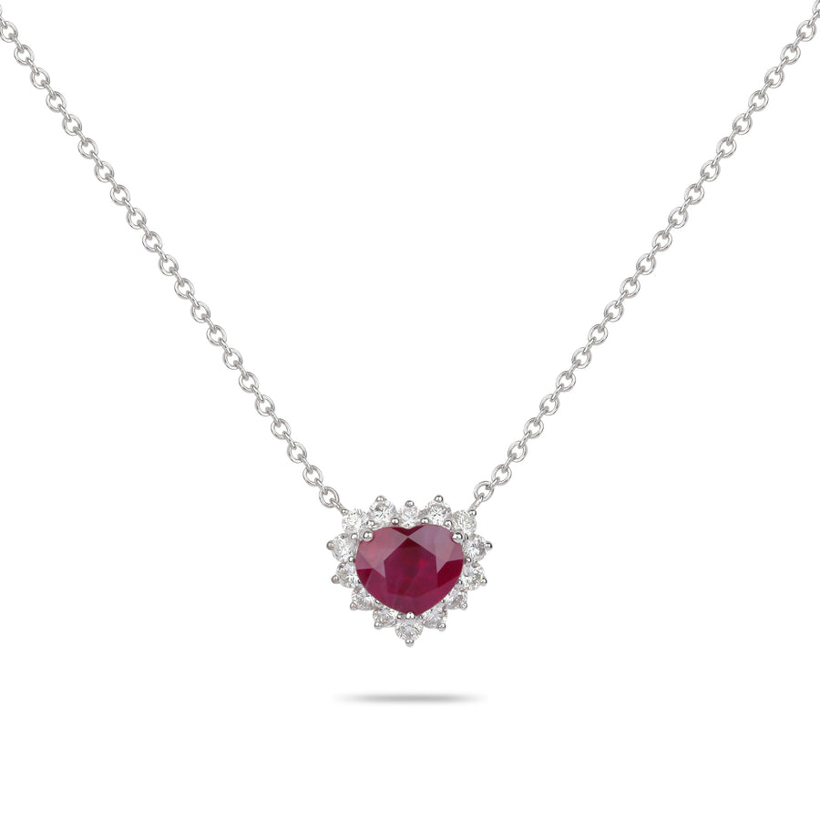 Ruby & Diamond Heart Necklace