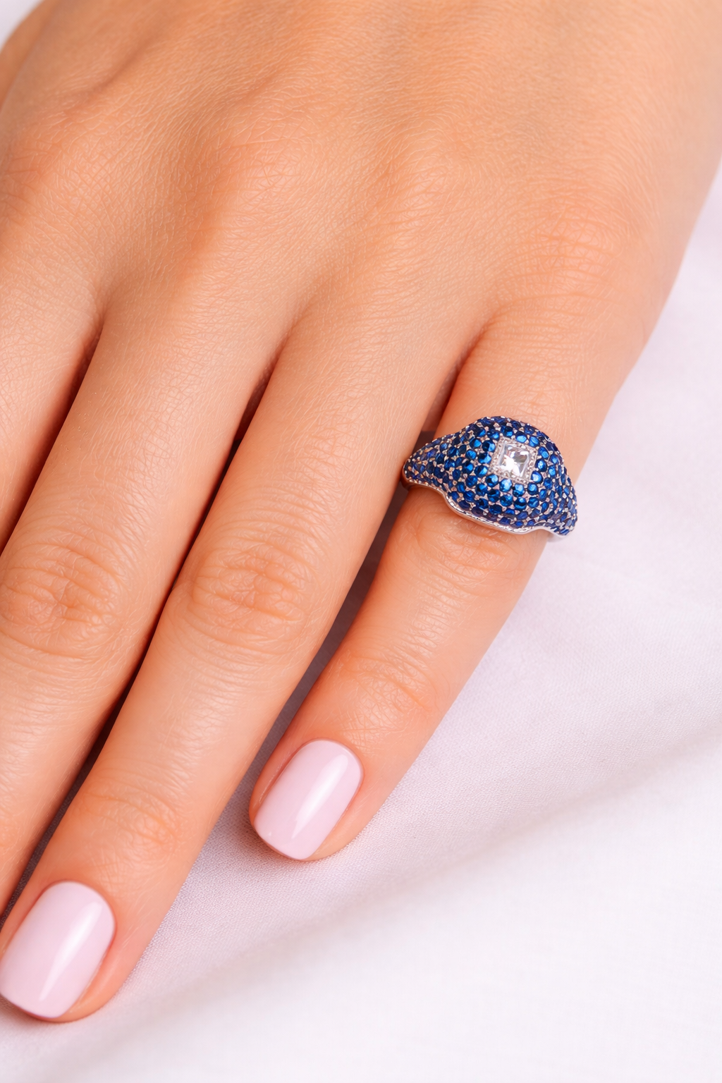 Sapphire & Diamond Signet Ring