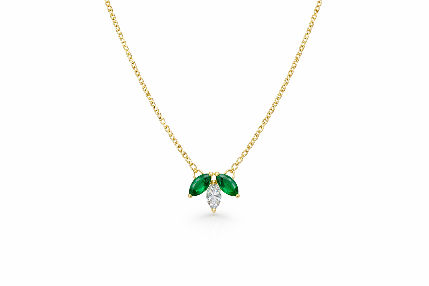 Marquise Diamond & Emerald Pendant