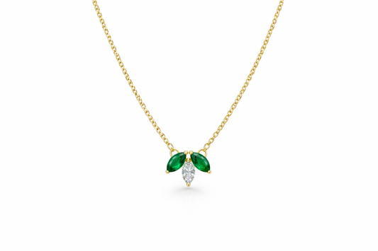 Marquise Diamond & Emerald Pendant