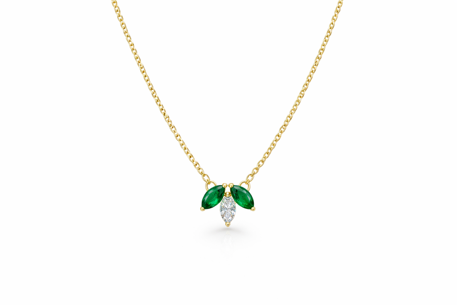 Marquise Diamond & Emerald Pendant