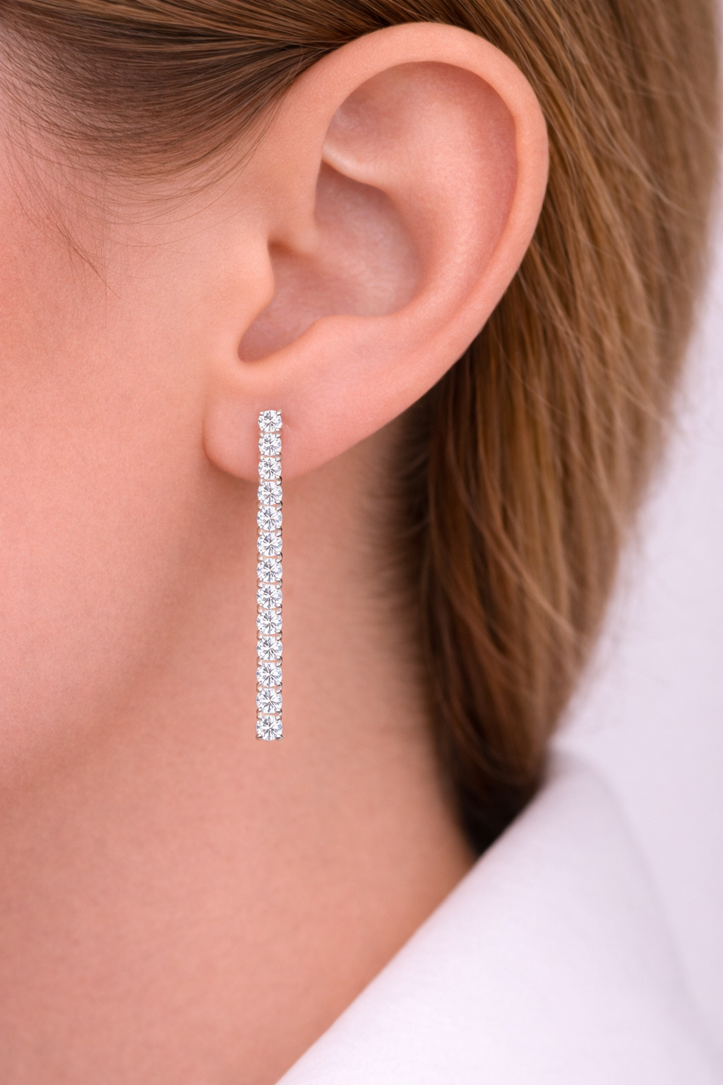 Classic Linear Diamond Drop Earrings