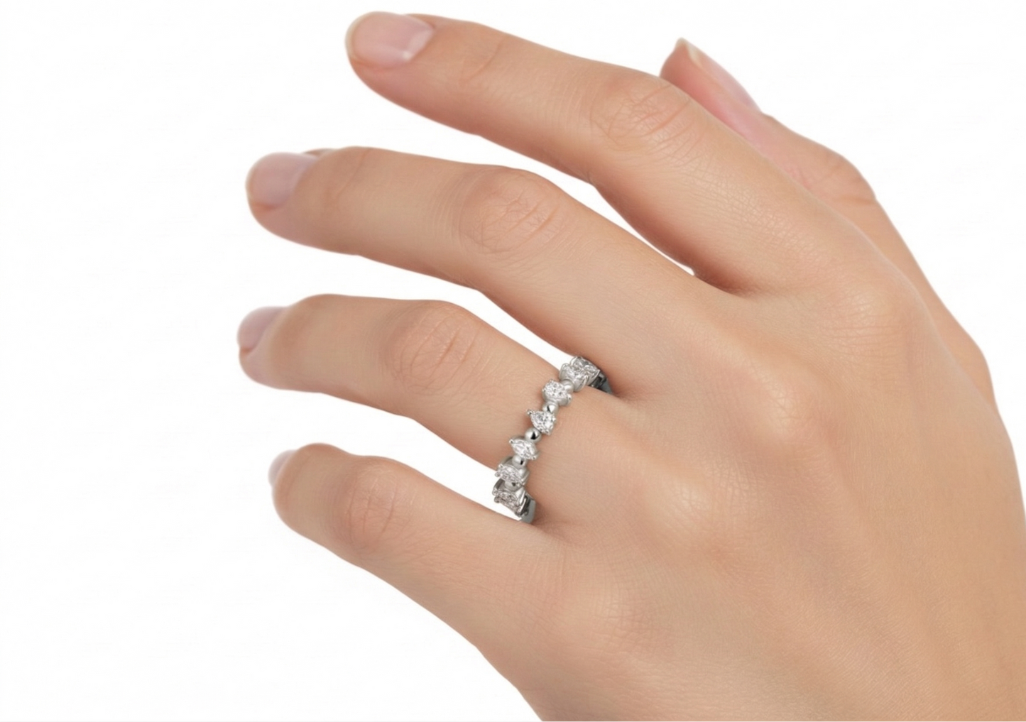 Reverse Pear Diamond Band