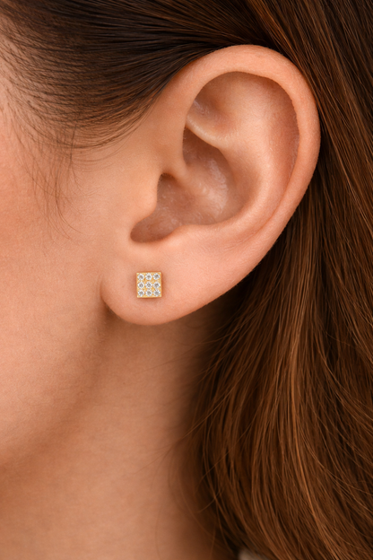 Diamond Pavé Square Studs
