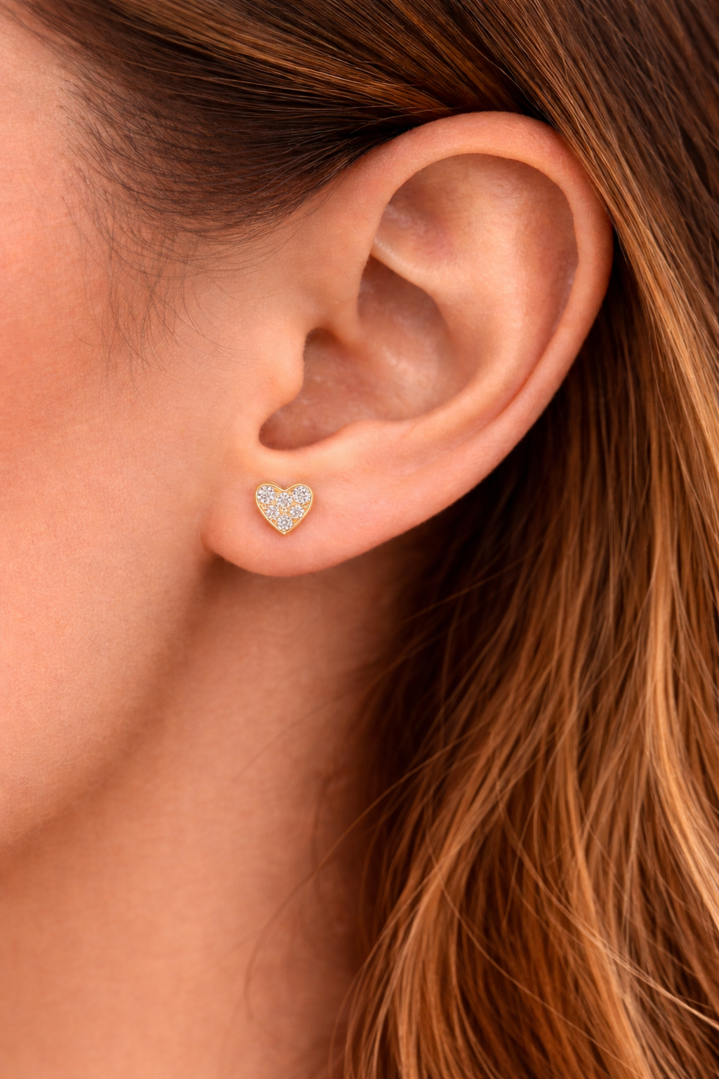 Diamond Heart Shape Studs