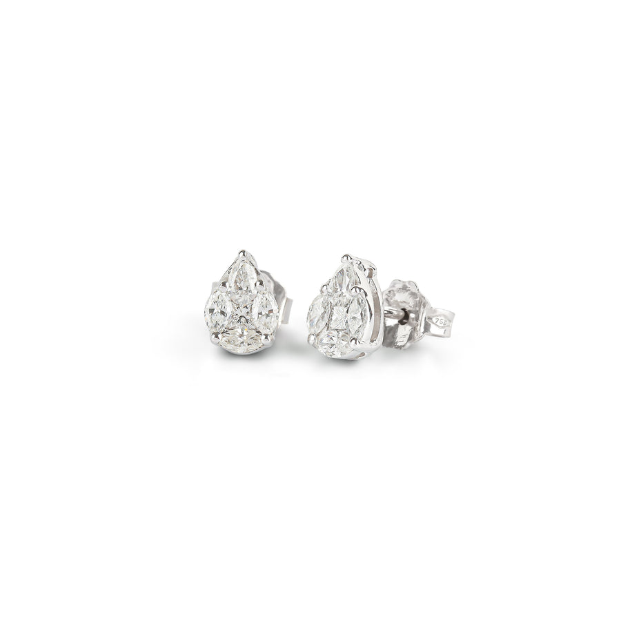 Illusion Diamond Pear Stud Earrings