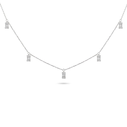Drop Baguette Diamond Charm Necklace | Diamond Necklace Best Jewellery Stores