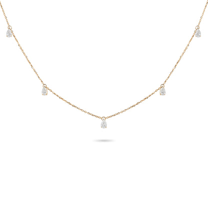 Diamond Pear Charm Necklace