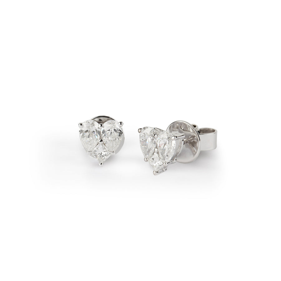 Heart Shaped Illusion Diamond Studs