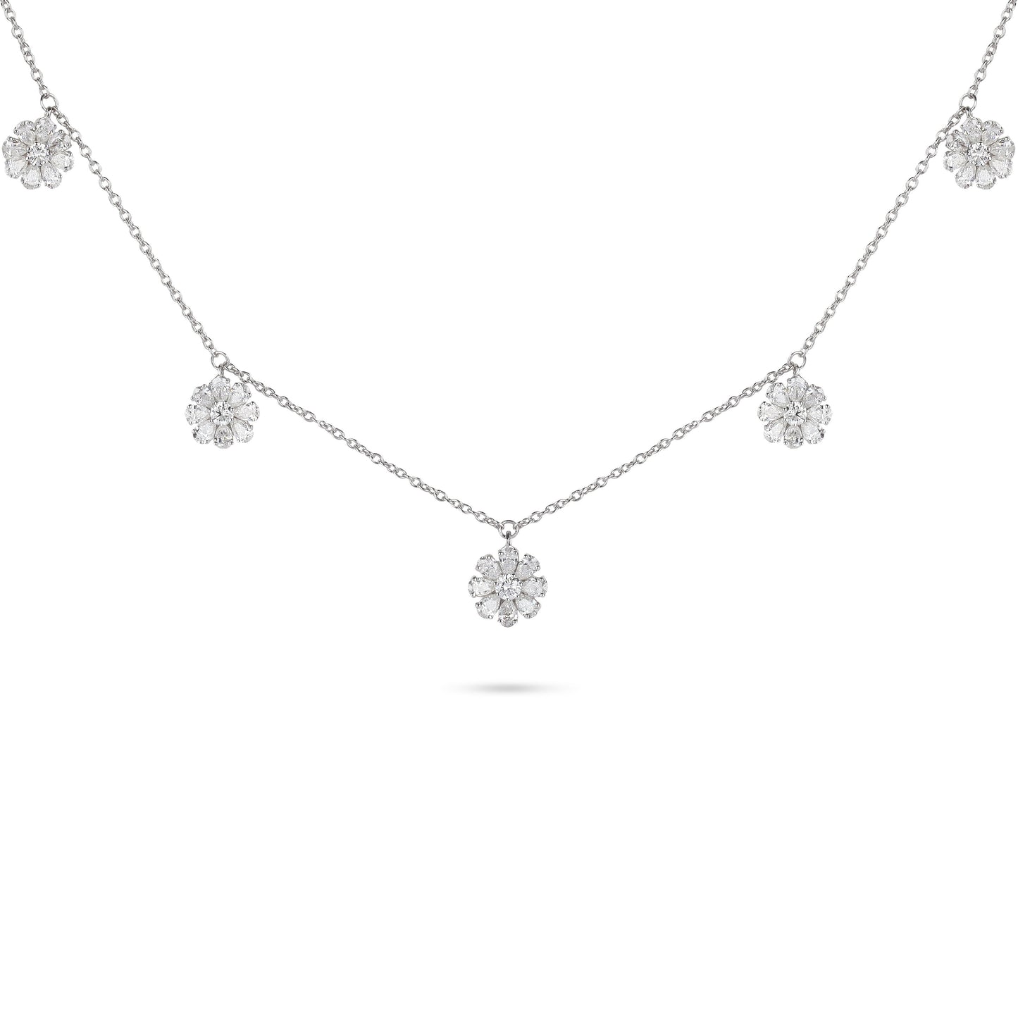 Floral Diamond Charm Necklace | Diamond Necklace | Best Necklace Design