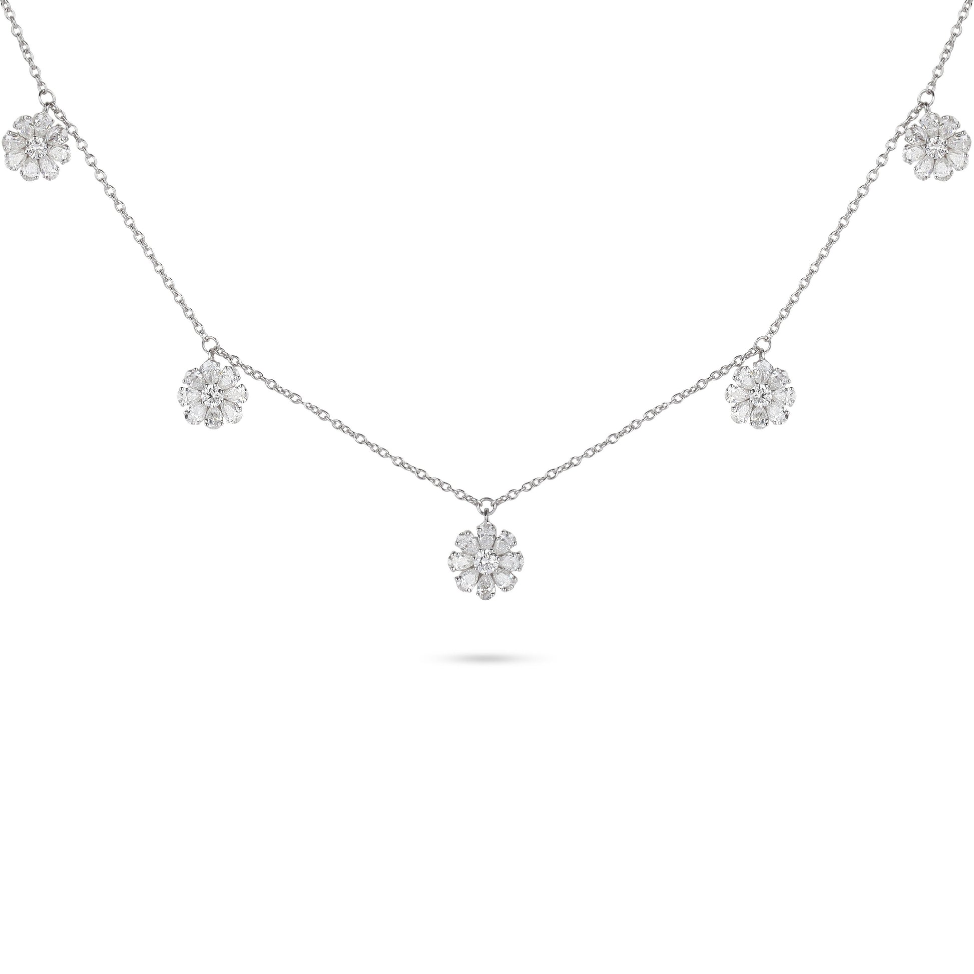 Floral Diamond Charm Necklace | Diamond Necklace | Best Necklace Design