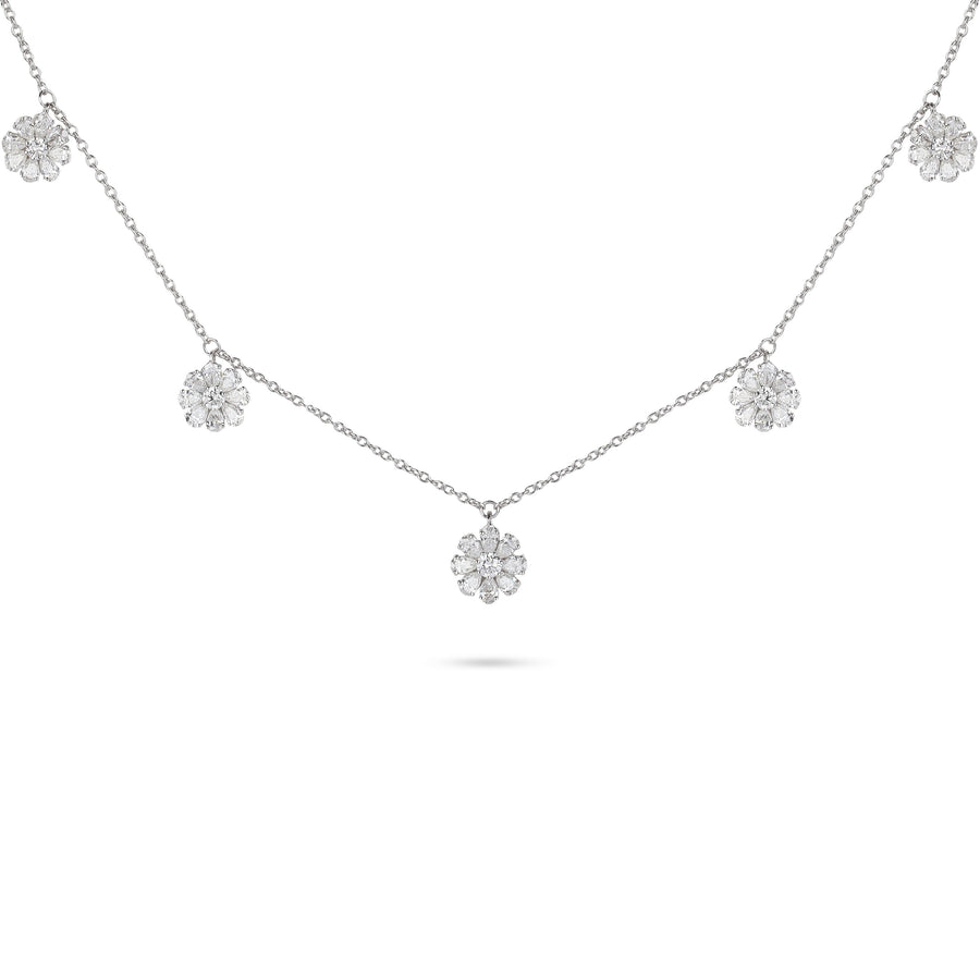 Floral Diamond Charm Necklace