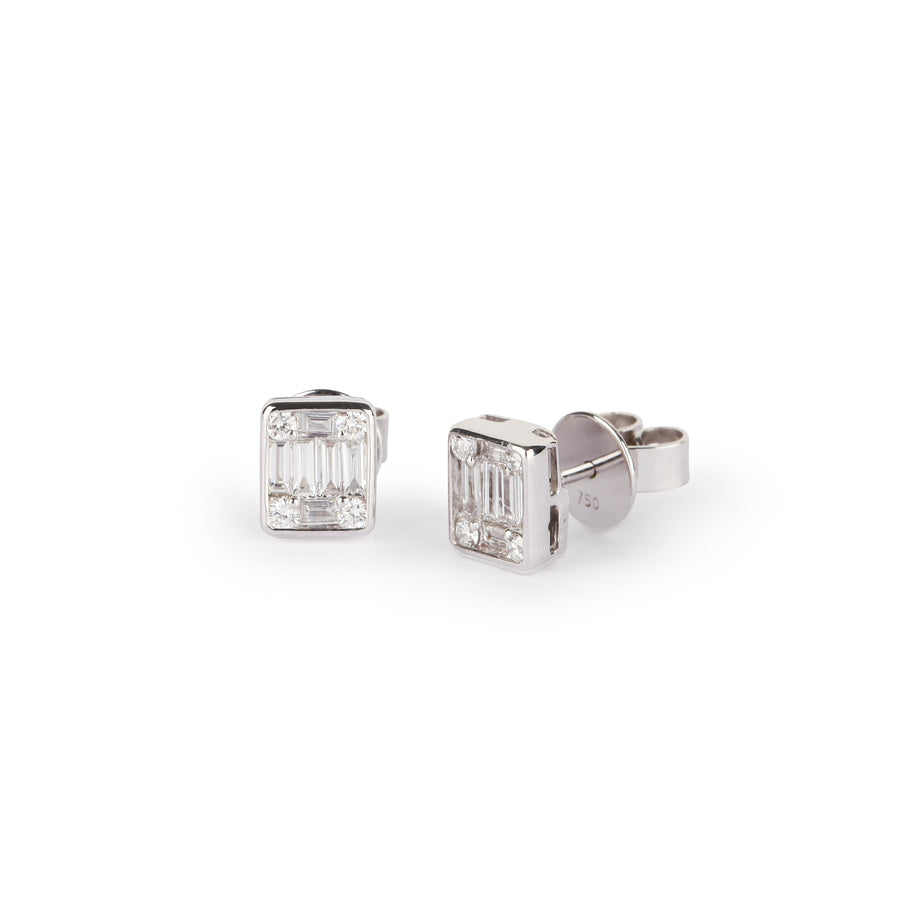 Baguette Illusion Diamond Studs