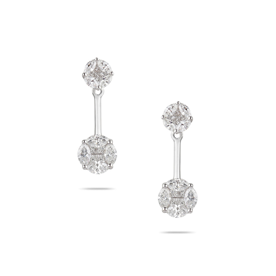 Small Attachable Illusion Diamond Stud Earrings