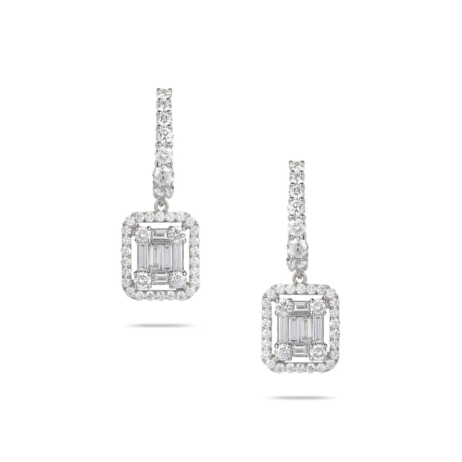 Diamond Baguette Drop Earrings